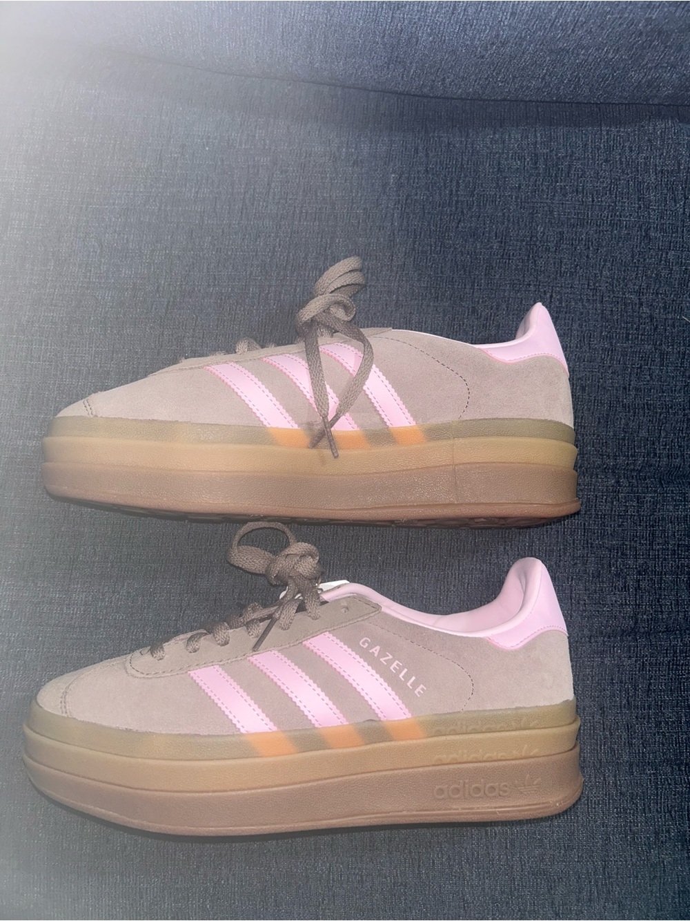 adidas Gazelle Platform Sneakers in Taupe & Light Pink